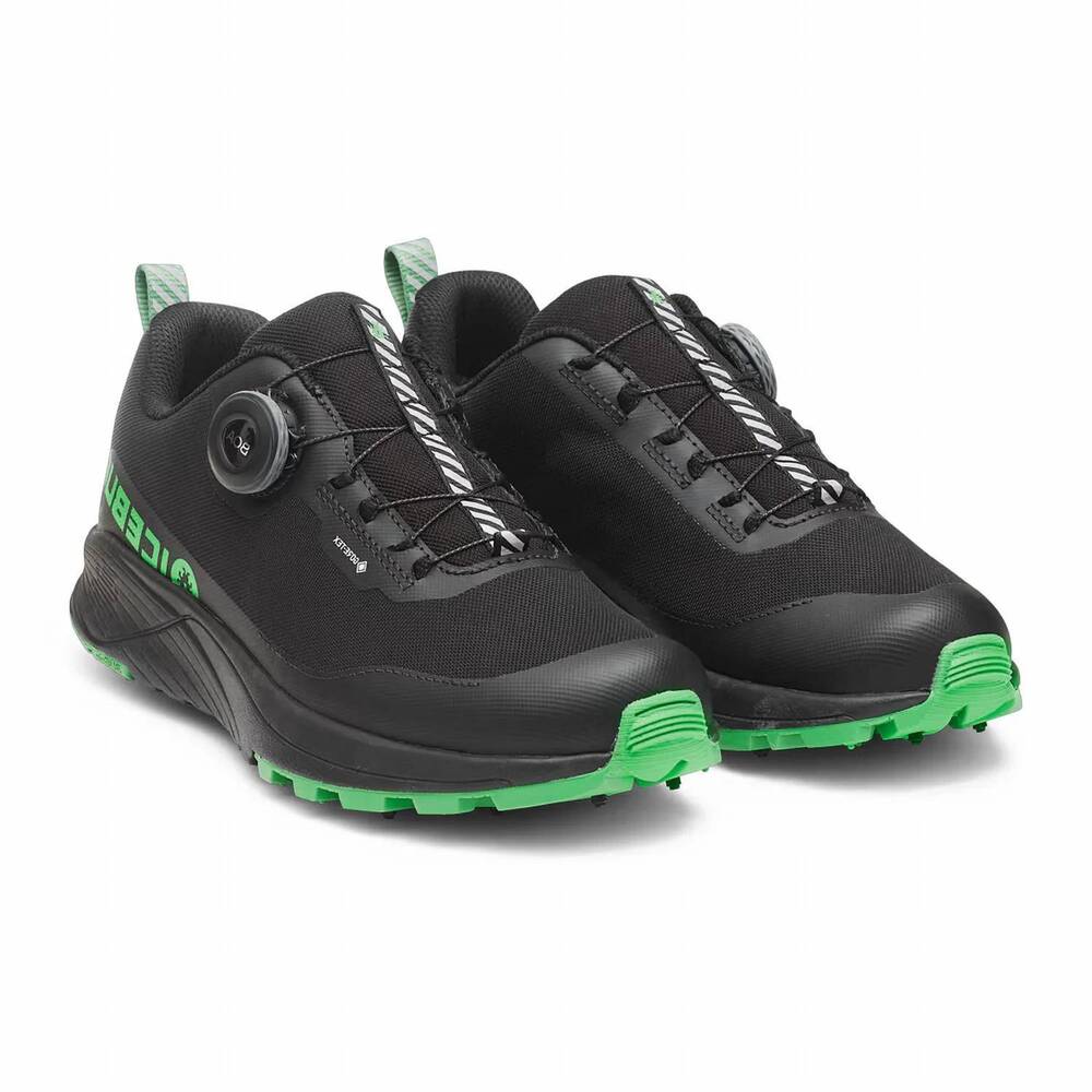 NEW ICEBUG women's newrun bugrip gtx shoes in black/grass